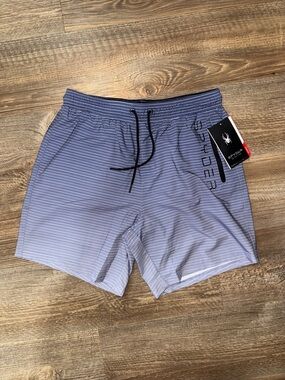 Spyder Light Blue Micro-Striped Swim Trunks